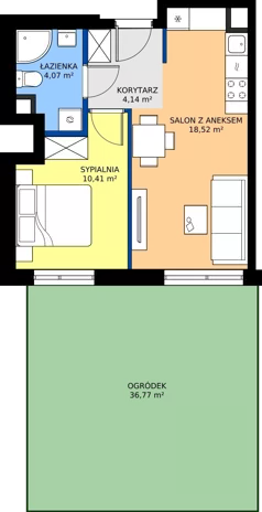 2 pokoje, mieszkanie 37,14 m², parter, oferta nr C2/132, Miasteczko Julianów 2, Julianów, ul. Architektów
