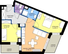 3 pokoje, mieszkanie 54,56 m², piętro 1, oferta nr IV/5, Miasteczko Nova Sfera 4, Warszawa, Białołęka, Żerań, ul. Marywilska 7