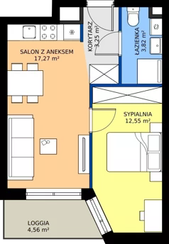 2 pokoje, mieszkanie 36,89 m², piętro 2, oferta nr IV/12, Miasteczko Nova Sfera 4, Warszawa, Białołęka, Żerań, ul. Marywilska 7