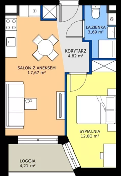 2 pokoje, mieszkanie 38,18 m², piętro 1, oferta nr IV/28, Miasteczko Nova Sfera 4, Warszawa, Białołęka, Żerań, ul. Marywilska 7