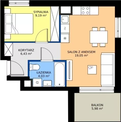 2 pokoje, mieszkanie 38,70 m², piętro 4, oferta nr XII/119, Metro Art 12, Warszawa, Praga Południe, Kamionek, ul. Chodakowska 38