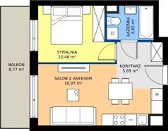 2 pokoje, mieszkanie 36,94 m², piętro 3, oferta nr XII/65, Metro Art 12, Warszawa, Praga Południe, Kamionek, ul. Chodakowska 38