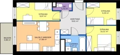 4 pokoje, mieszkanie 63,45 m², piętro 1, oferta nr XII/27, Metro Art 12, Warszawa, Praga Południe, Kamionek, ul. Chodakowska 38