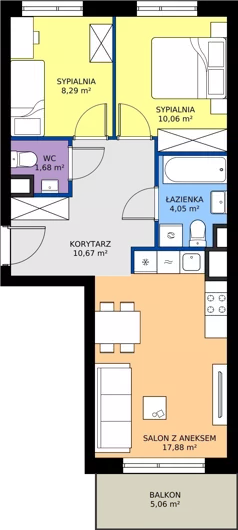 3 pokoje, mieszkanie 52,63 m², piętro 4, oferta nr XII/42, Metro Art 12, Warszawa, Praga Południe, Kamionek, ul. Chodakowska 38