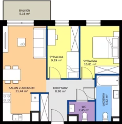 3 pokoje, mieszkanie 58,41 m², piętro 2, oferta nr A90, Concept Ćwiklińska, Warszawa, Białołęka, Tarchomin, ul. Elżbiety Barszczewskiej 2