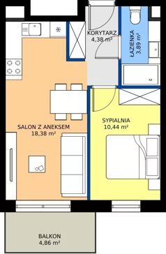 2 pokoje, mieszkanie 37,09 m², piętro 2, oferta nr A87, Concept Ćwiklińska, Warszawa, Białołęka, Tarchomin, ul. Elżbiety Barszczewskiej 2