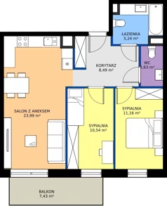 3 pokoje, mieszkanie 62,05 m², piętro 2, oferta nr A84, Concept Ćwiklińska, Warszawa, Białołęka, Tarchomin, ul. Elżbiety Barszczewskiej 2