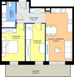3 pokoje, mieszkanie 58,38 m², piętro 1, oferta nr A6, Concept Ćwiklińska, Warszawa, Białołęka, Tarchomin, ul. Elżbiety Barszczewskiej 2