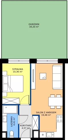2 pokoje, mieszkanie 38,82 m², parter, oferta nr A65, Concept Ćwiklińska, Warszawa, Białołęka, Tarchomin, ul. Elżbiety Barszczewskiej 2