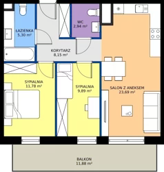 3 pokoje, mieszkanie 61,75 m², piętro 3, oferta nr A24, Concept Ćwiklińska, Warszawa, Białołęka, Tarchomin, ul. Elżbiety Barszczewskiej 2