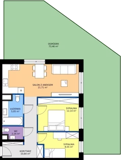3 pokoje, mieszkanie 60,45 m², parter, oferta nr A101, Concept Ćwiklińska, Warszawa, Białołęka, Tarchomin, ul. Elżbiety Barszczewskiej 2