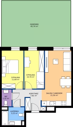 3 pokoje, mieszkanie 59,25 m², parter, oferta nr A106, Concept Ćwiklińska, Warszawa, Białołęka, Tarchomin, ul. Elżbiety Barszczewskiej 2
