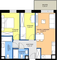 3 pokoje, mieszkanie 56,72 m², piętro 2, oferta nr A89, Concept Ćwiklińska, Warszawa, Białołęka, Tarchomin, ul. Elżbiety Barszczewskiej 2