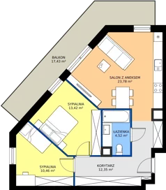 3 pokoje, mieszkanie 64,53 m², piętro 4, oferta nr A35, Concept Ćwiklińska, Warszawa, Białołęka, Tarchomin, ul. Elżbiety Barszczewskiej 2