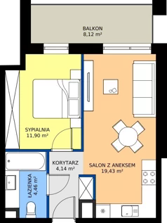 2 pokoje, mieszkanie 39,93 m², piętro 3, oferta nr A19, Concept Ćwiklińska, Warszawa, Białołęka, Tarchomin, ul. Elżbiety Barszczewskiej 2