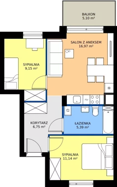 3 pokoje, mieszkanie 49,40 m², piętro 1, oferta nr 4, Viva Garden 14, Warszawa, Białołęka, Brzeziny, ul. Szlachecka 8