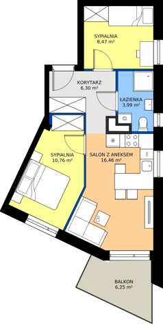 3 pokoje, mieszkanie 45,98 m², piętro 1, oferta nr 43, Viva Garden 14, Warszawa, Białołęka, Brzeziny, ul. Szlachecka 8
