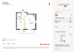 2 pokoje, mieszkanie 44,42 m², piętro 1, oferta nr XII/108, Metro Art 12, Warszawa, Praga Południe, Kamionek, ul. Chodakowska 38