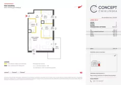 3 pokoje, mieszkanie 55,10 m², piętro 7, oferta nr A57, Concept Ćwiklińska, Warszawa, Białołęka, Tarchomin, ul. Elżbiety Barszczewskiej 2