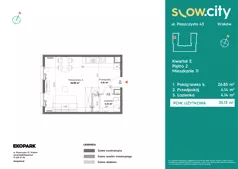 1 pokój, mieszkanie 35,13 m², piętro 2, oferta nr E-11, Slow City - Etap E, Kraków, Prądnik Biały, ul. Piaszczysta 43