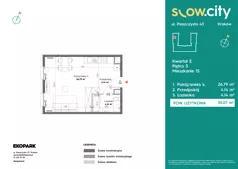 1 pokój, mieszkanie 35,07 m², piętro 3, oferta nr E-15, Slow City - Etap E, Kraków, Prądnik Biały, ul. Piaszczysta 43