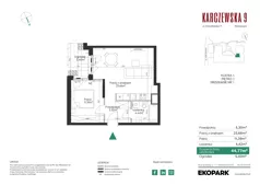2 pokoje, mieszkanie 44,77 m², parter, oferta nr 3, Karczewska 9, Warszawa, Praga Południe, Grochów, ul. Karczewska 9