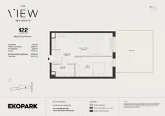 2 pokoje, mieszkanie 45,46 m², piętro 1, oferta nr 43, The View, Kraków, Dębniki, Ludwinów, ul. Marii Konopnickiej 35