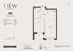 2 pokoje, mieszkanie 43,13 m², piętro 1, oferta nr 126, The View, Kraków, Dębniki, Ludwinów, ul. Marii Konopnickiej 35