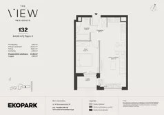 2 pokoje, mieszkanie 44,58 m², piętro 2, oferta nr 132, The View, Kraków, Dębniki, Ludwinów, ul. Marii Konopnickiej 35