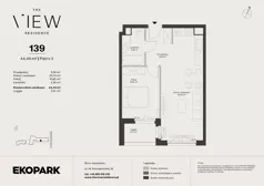 2 pokoje, mieszkanie 44,46 m², piętro 3, oferta nr 139, The View, Kraków, Dębniki, Ludwinów, ul. Marii Konopnickiej 35