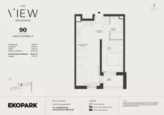 2 pokoje, mieszkanie 40,42 m², piętro 4, oferta nr 90, The View, Kraków, Dębniki, Ludwinów, ul. Marii Konopnickiej 35