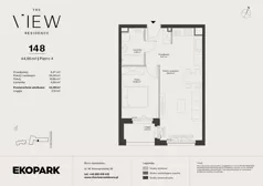 2 pokoje, mieszkanie 44,95 m², piętro 4, oferta nr 148, The View, Kraków, Dębniki, Ludwinów, ul. Marii Konopnickiej 35