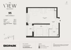 2 pokoje, mieszkanie 45,30 m², piętro 5, oferta nr 95, The View, Kraków, Dębniki, Ludwinów, ul. Marii Konopnickiej 35