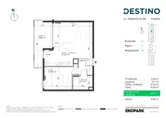 2 pokoje, mieszkanie 45,97 m², piętro 1, oferta nr A-18, Destino, Kraków, Bronowice, Bronowice Małe, ul. Odlewnicza