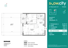 2 pokoje, mieszkanie 43,05 m², parter, oferta nr E-74, Slow City - Etap E, Kraków, Prądnik Biały, ul. Piaszczysta 43