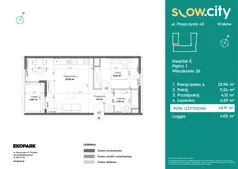 2 pokoje, mieszkanie 45,91 m², piętro 1, oferta nr E-26, Slow City - Etap E, Kraków, Prądnik Biały, ul. Piaszczysta 43