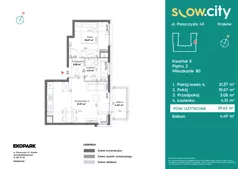2 pokoje, mieszkanie 39,63 m², piętro 2, oferta nr E-80, Slow City - Etap E, Kraków, Prądnik Biały, ul. Piaszczysta 43