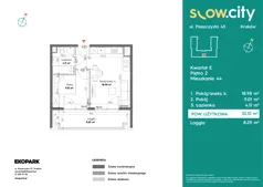 2 pokoje, mieszkanie 32,10 m², piętro 2, oferta nr E-44, Slow City - Etap E, Kraków, Prądnik Biały, ul. Piaszczysta 43