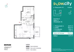 2 pokoje, mieszkanie 39,63 m², piętro 3, oferta nr E-84, Slow City - Etap E, Kraków, Prądnik Biały, ul. Piaszczysta 43