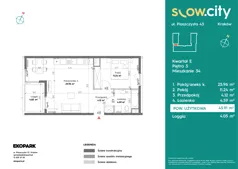 2 pokoje, mieszkanie 45,91 m², piętro 3, oferta nr E-34, Slow City - Etap E, Kraków, Prądnik Biały, ul. Piaszczysta 43