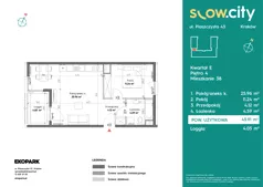 2 pokoje, mieszkanie 45,91 m², piętro 4, oferta nr E-38, Slow City - Etap E, Kraków, Prądnik Biały, ul. Piaszczysta 43