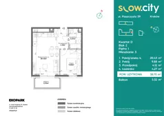 2 pokoje, mieszkanie 38,70 m², piętro 1, oferta nr D2-3, Slow City - Etap D, Kraków, Prądnik Biały, ul. Piaszczysta