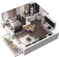 2 pokoje, mieszkanie 43,04 m², piętro 3, oferta nr C2-80, Slow City - Etap C, Kraków, Prądnik Biały, ul. Piaszczysta