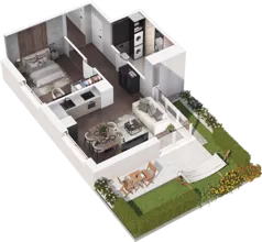 2 pokoje, mieszkanie 46,98 m², parter, oferta nr C4-2, Slow City - Etap C, Kraków, Prądnik Biały, ul. Piaszczysta