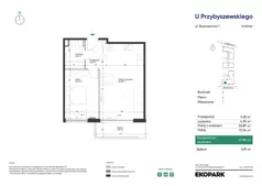 2 pokoje, mieszkanie 47,86 m², piętro 2, oferta nr 2_M7, U Przybyszewskiego IV, Kraków, Krowodrza, ul. Przybyszewskiego