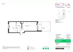 2 pokoje, mieszkanie 40,01 m², piętro 2, oferta nr 122, BONA, Kraków, Podgórze Duchackie, ul. Walerego Sławka 7