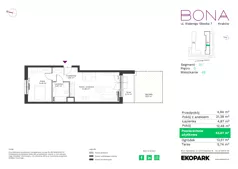 2 pokoje, mieszkanie 40,01 m², piętro 2, oferta nr 122, BONA, Kraków, Podgórze Duchackie, ul. Walerego Sławka 7