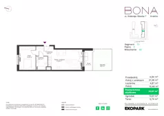 2 pokoje, mieszkanie 38,20 m², piętro 3, oferta nr 126, BONA, Kraków, Podgórze Duchackie, ul. Walerego Sławka 7