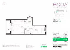 2 pokoje, mieszkanie 45,74 m², piętro 2, oferta nr 149, BONA, Kraków, Podgórze Duchackie, ul. Walerego Sławka 7