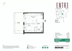 2 pokoje, mieszkanie 34,08 m², piętro 2, oferta nr 116-M13, Entre, Kraków, Prądnik Biały, ul. Władysława Łokietka 116